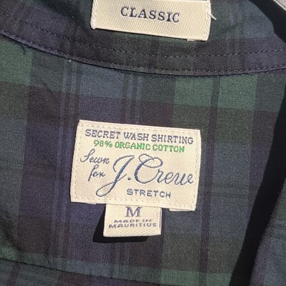 J. Crew Classic Secret Wash Button Front Shirt Green Tartan Plaid - Picture 4 of 5